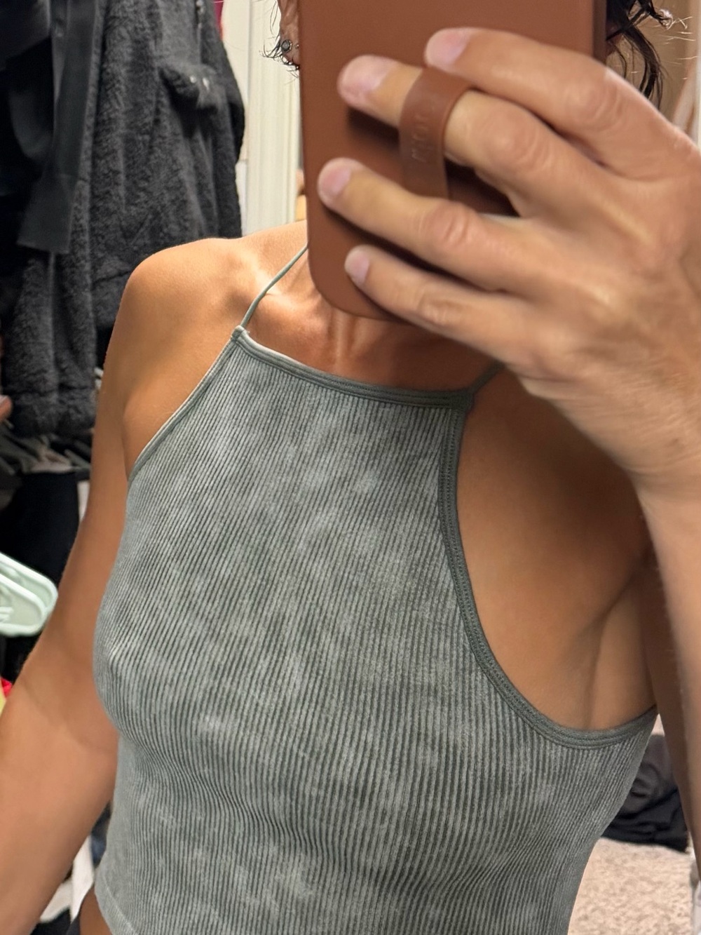 Aeropostale Ribbed Halter Crop Tank Top - Green